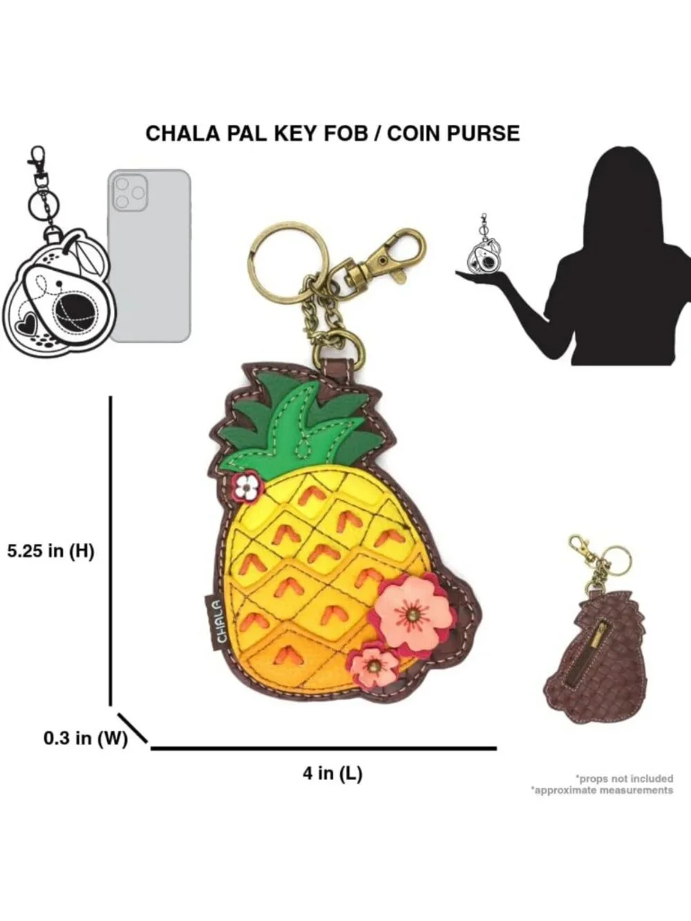 Decorative Pineapple Key Fob & Coin Purse Accessory - Foodie Collection Gift